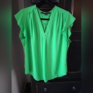 Cynthia Steffe Bright Green Ruffle Sleeve Blouse